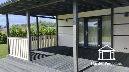 Premium mørk grå hagepaviljong med metalltak 4x6m