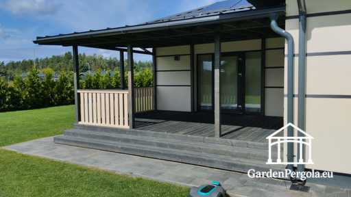 Premium mørk grå hagepaviljong med metalltak 4x6m