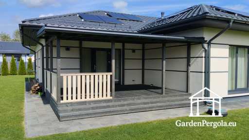 Premium mørk grå hagepaviljong med metalltak 4x6m - garden gazebo pergola