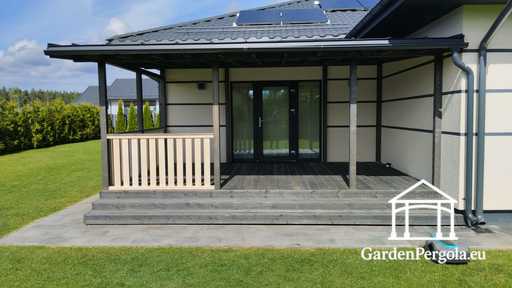 Premium mørk grå hagepaviljong med metalltak 4x6m