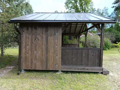 4x6 m Trepaviljong — Romslig Hagepaviljong med Gulv og Dobbel Skråtak