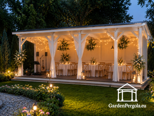 4x8 m trepaviljong med et to-skråtak - garden gazebo pergola