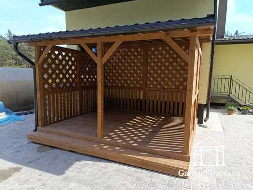 3x3,5 m Naturlig Tretilbygg med 1,3x1,3 m Klimaanleggsdeksel - garden gazebo pergola