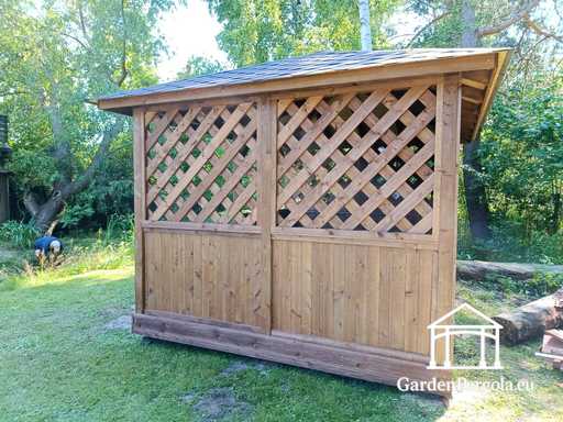 3x4 m Mørk Brun Trehagepaviljong