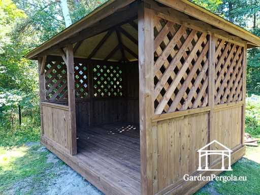 3x4 m Mørk Brun Trehagepaviljong