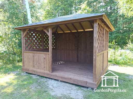 3x4 m Mørk Brun Trehagepaviljong