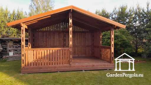 4x6 m Brun Trehage for Hagen - garden gazebo pergola