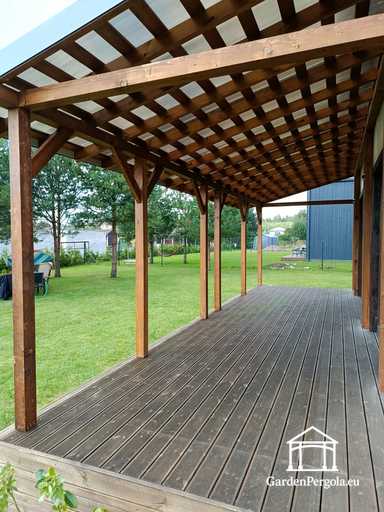 Naturlig 2,4 x 9 m treveranda uten terrasse