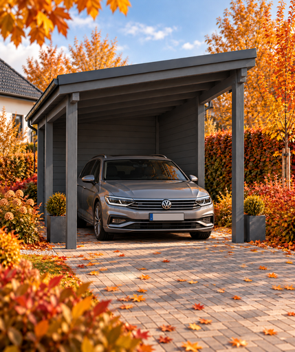 Trecarport 4 × 4,5 m med pulttak