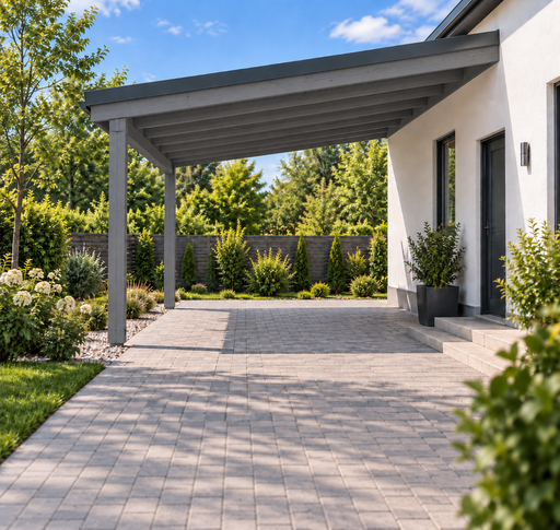 4x4 m hus-tilknyttet trecarport - garden gazebo pergola