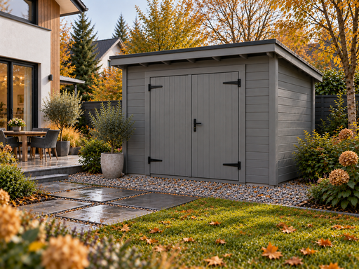 3 × 4 m mørk hagebod i tre med pulttak - garden gazebo pergola